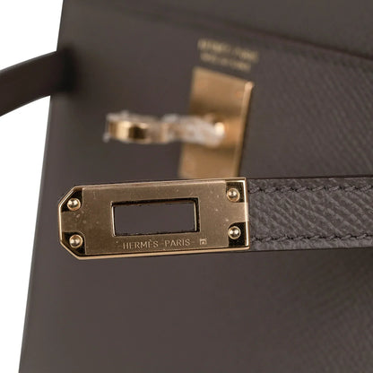 Kelly 20 Mini Sellier Bag Etain Epsom Leather Gold Hardware New w/Box