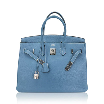 Birkin 35 Bag Blue Jean Togo Leather with Palladium Hardware