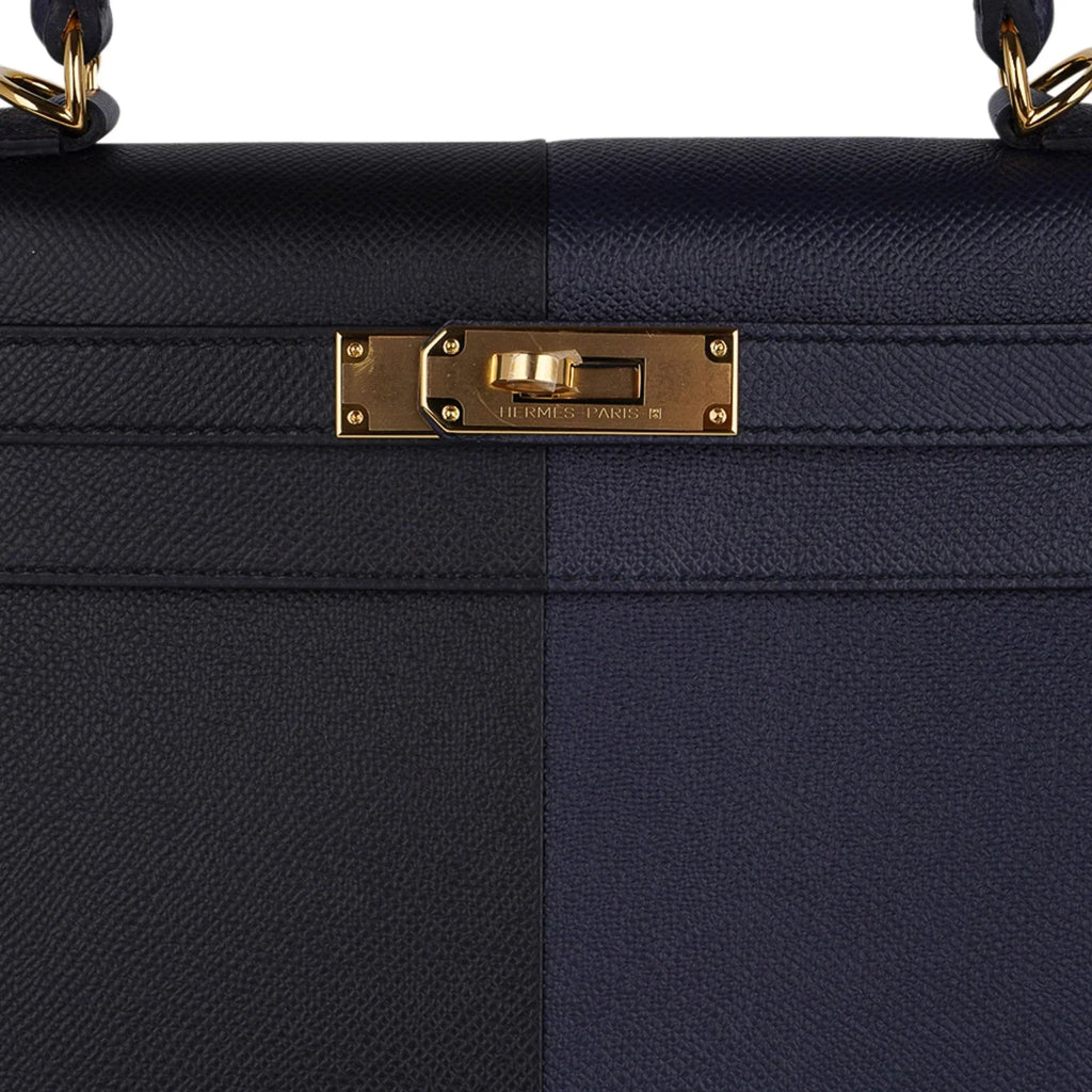 Kelly Casaque 28 Bag Black / Bleu Indigo Sellier Limited Edition