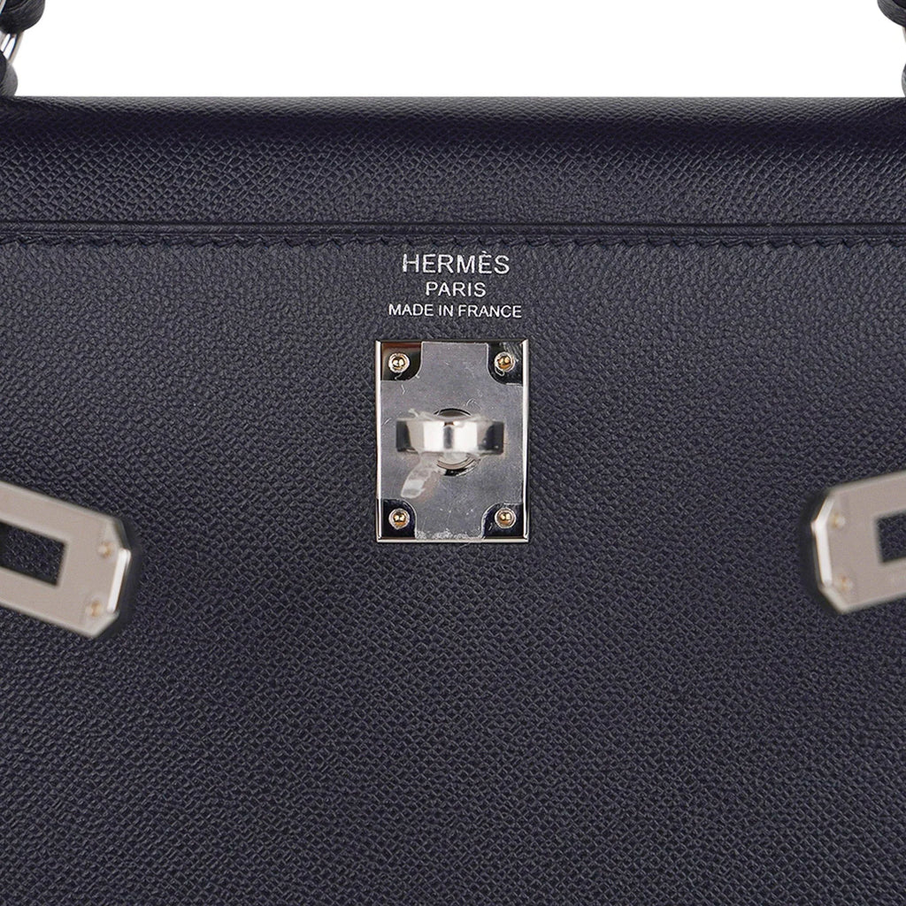 Verso Kelly Sellier 25 Bag Bleu de Minuit & Etrusque Veau Madame Leather with Palladium Hardware