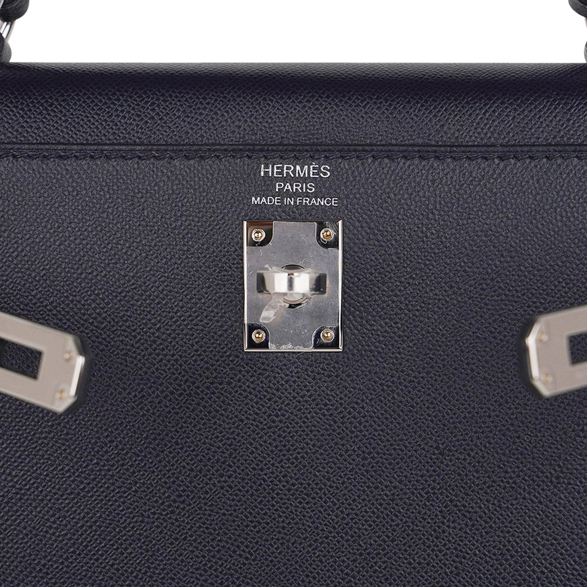 Verso Kelly Sellier 25 Bag Bleu de Minuit & Etrusque Veau Madame Leather with Palladium Hardware