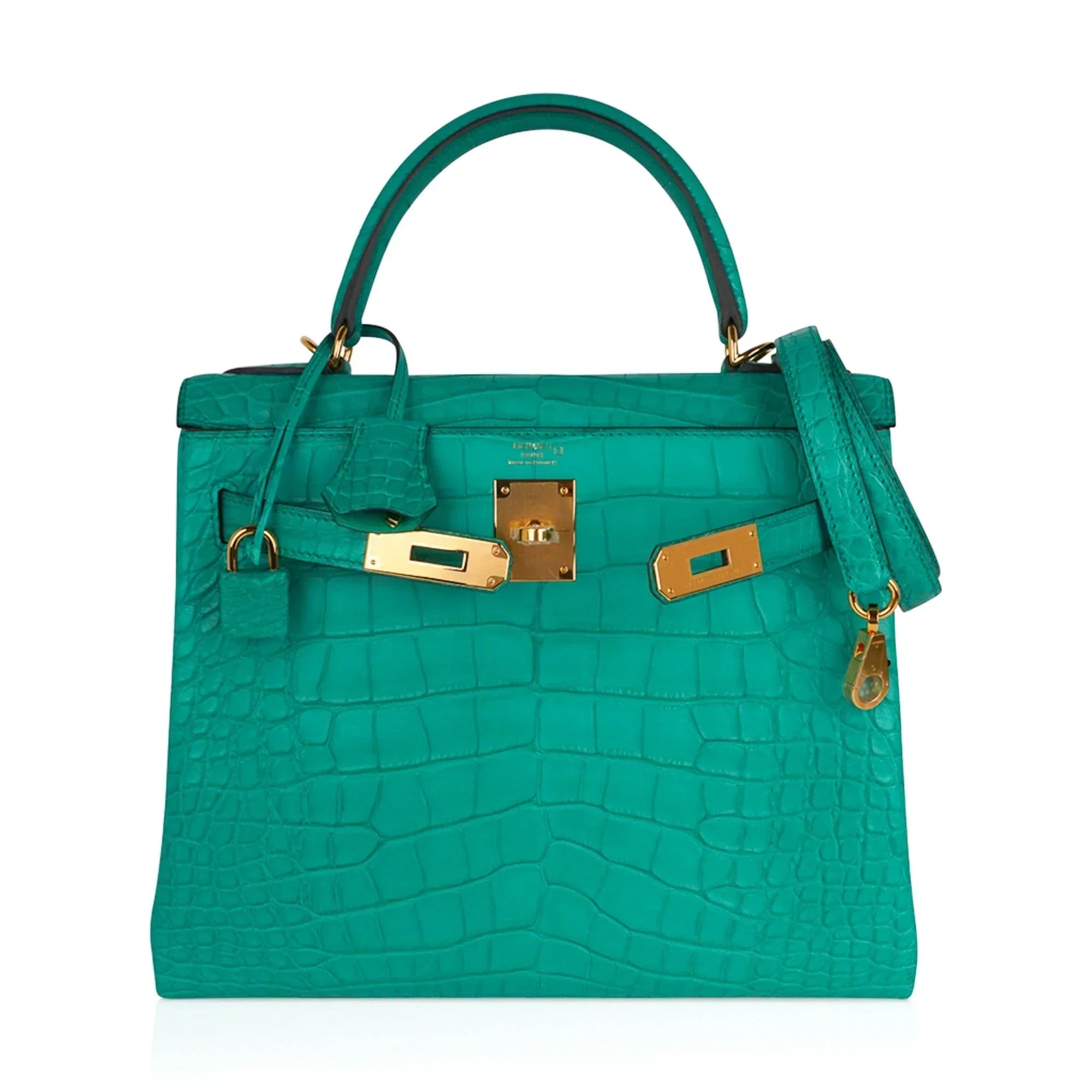 Kelly 28 Bag Vert Jade Matte Alligator Gold Hardware