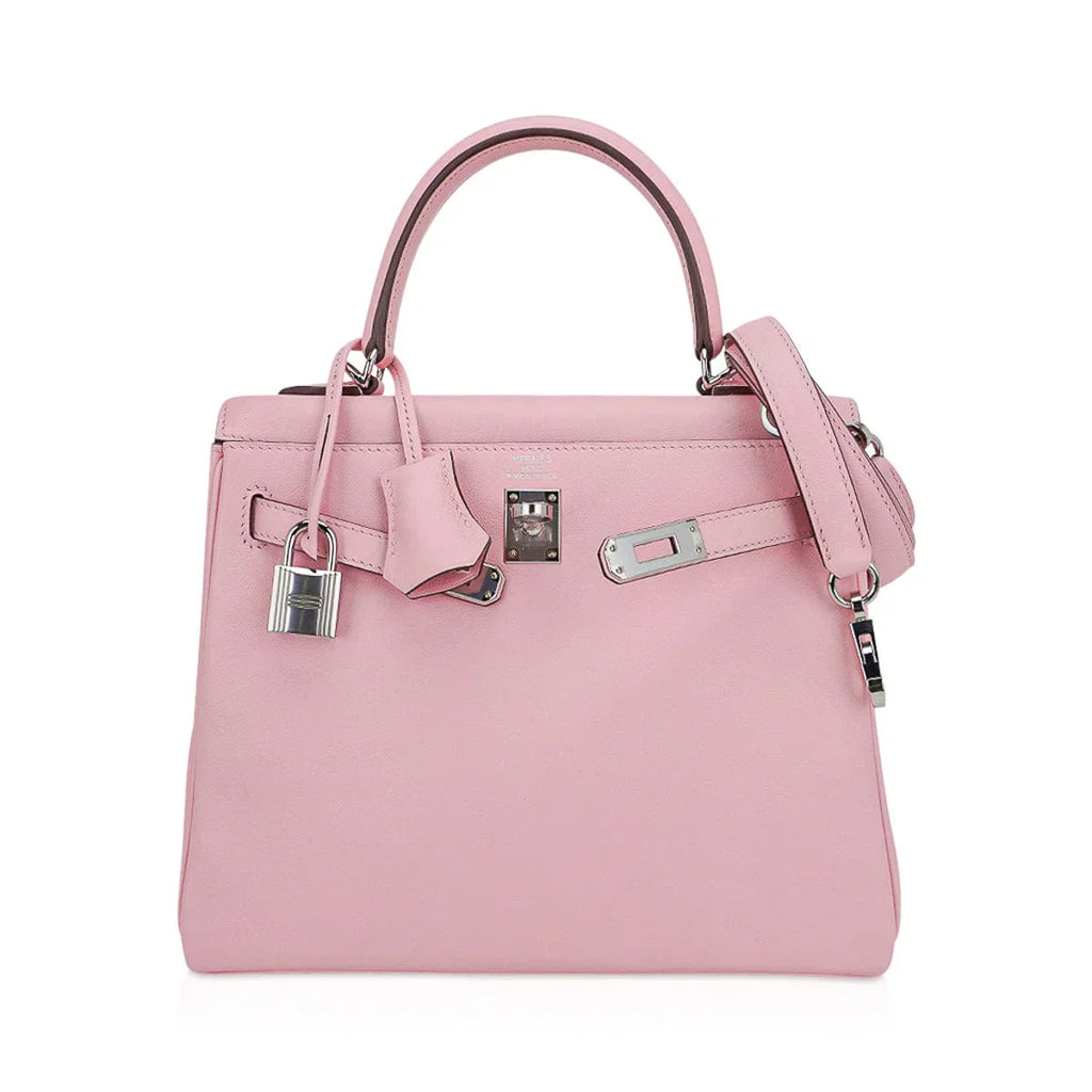 Kelly 25 Bag Rose Sakura Swift Leather with Palladium Hardware