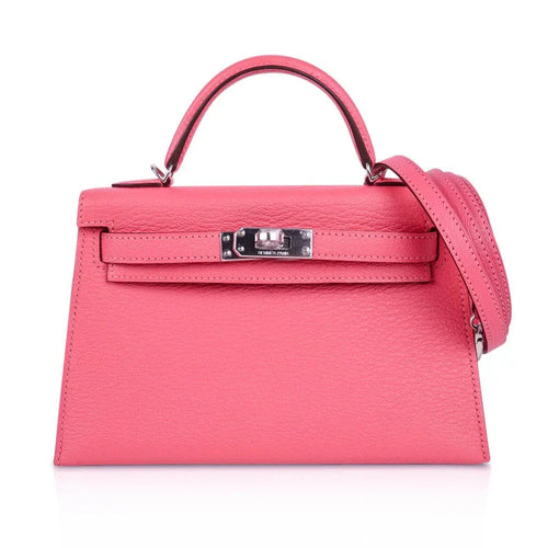 Kelly 20 Mini Sellier Bag Rose Lipstick Chevre Leather Palladium Hardware