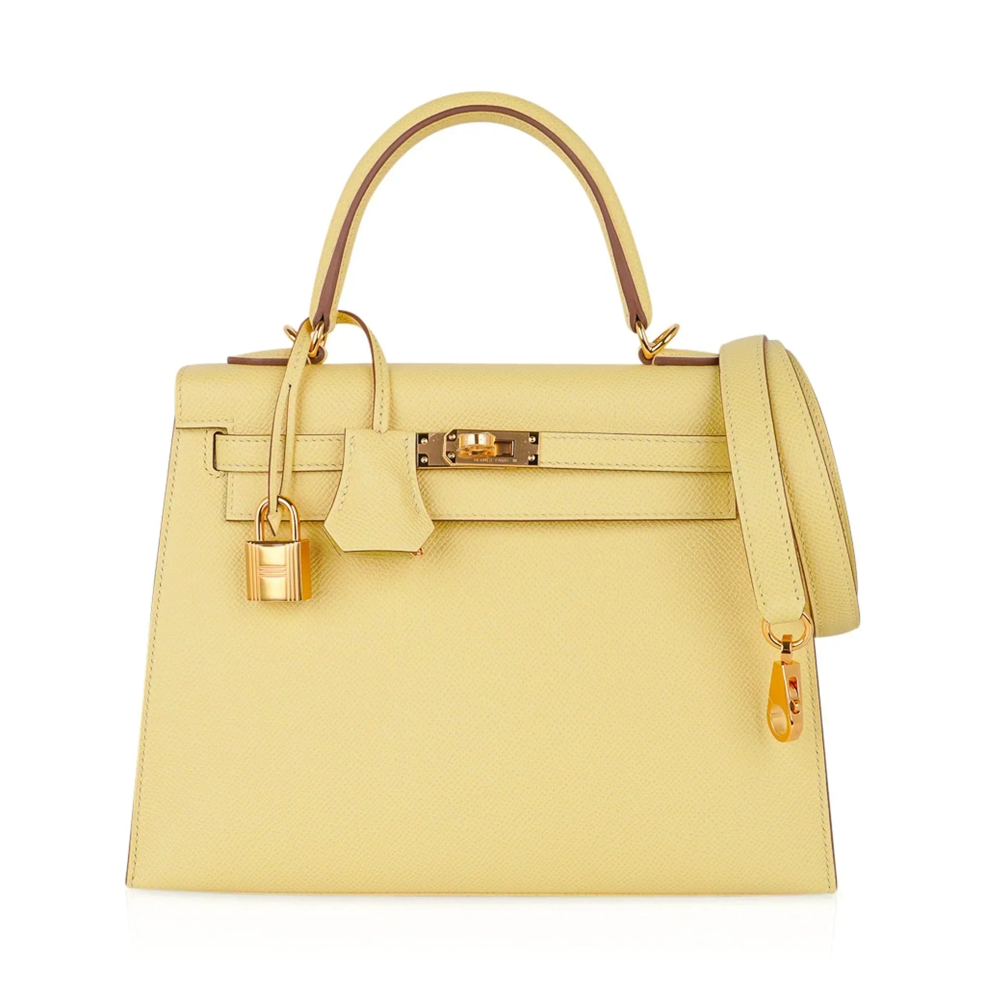 Kelly 25 Bag Jaune Poussin Epsom Gold Hardware