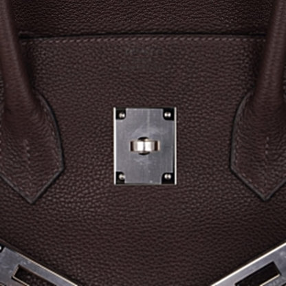 Birkin 35 Bag Ebene Barenia Faubourg Leather with Palladium Hardware