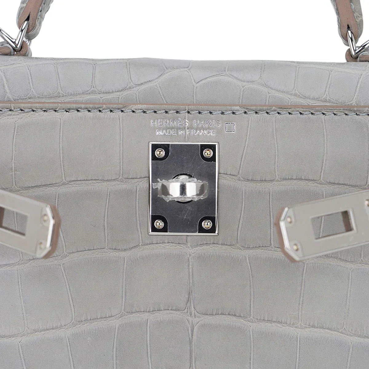 Limited Edition Mini Kelly 20 Sellier Matte Gris Perle Alligator Bag Palladium Hardware