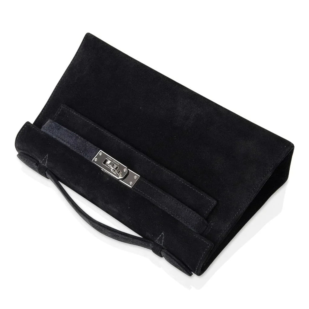 Kelly Pochette Black Doblis Suede Palladium