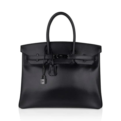 Birkin 35 Bag So Black Box Leather Limited Edition Very Rare
