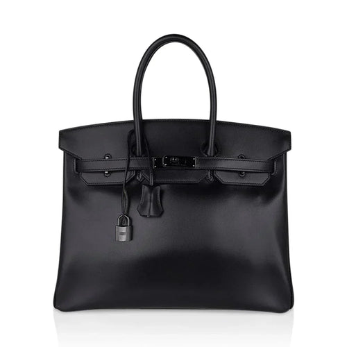 Birkin 35 Bag So Black Box Leather Limited Edition Very Rare