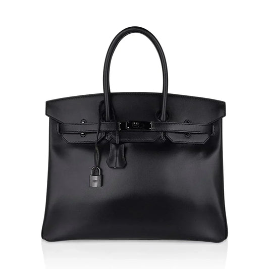 Birkin 35 Bag So Black Box Leather Limited Edition Very Rare