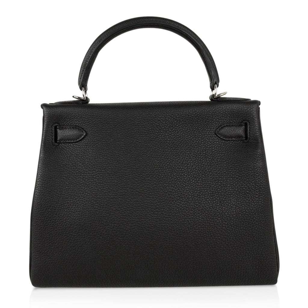Kelly 28 Bag Black Retourne Togo Palladium Hardware