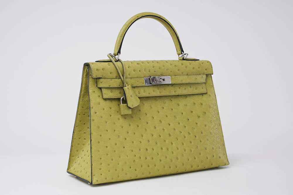 Kelly Kiwi Ostrich Grain Texture Gold Hardware