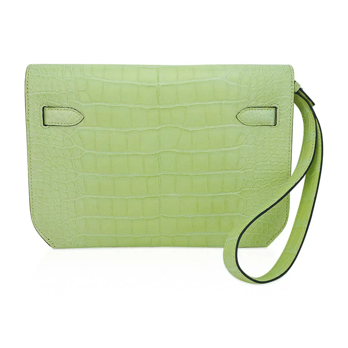 Kelly Depeches 25 Pouch Jaune Bourgeon Matte Alligator Palladium Hardware