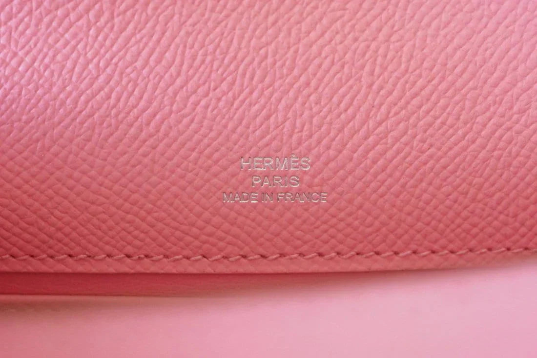 Kelly Pochette Clutch Bag Rose Confetti Pink Epsom Palladium