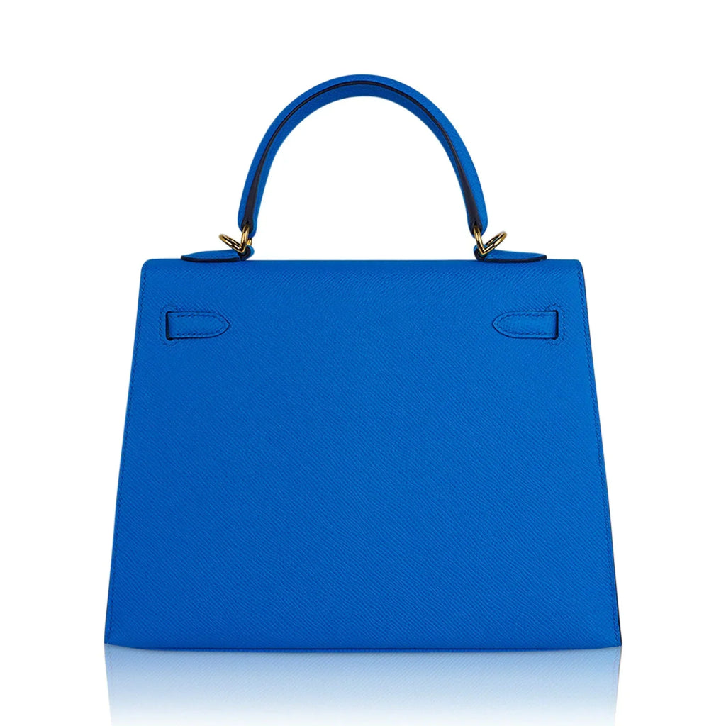 Kelly 25 Sellier Bag Blue Frida Epsom Leather with Gold Hardware