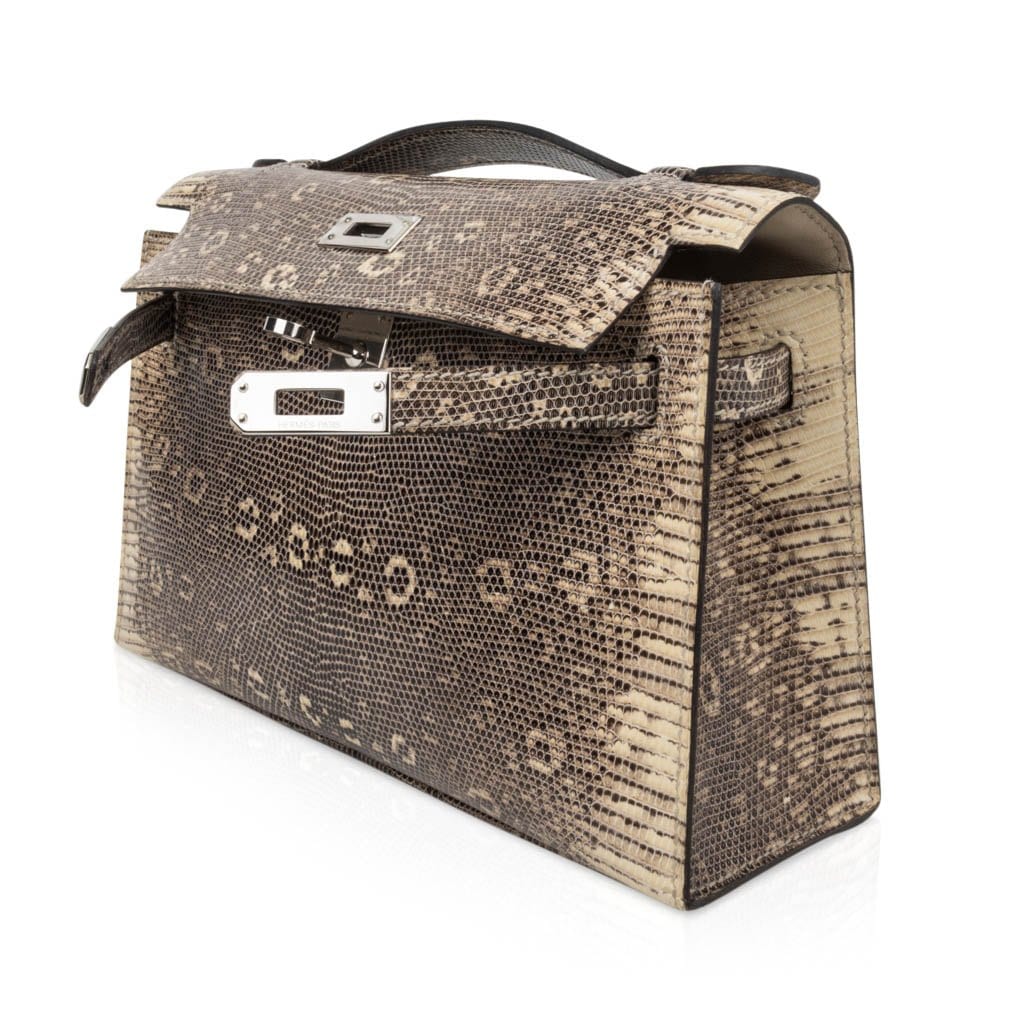 Kelly Pochette Bag Ombre Lizard Clutch Palladium Hardware Very Rare
