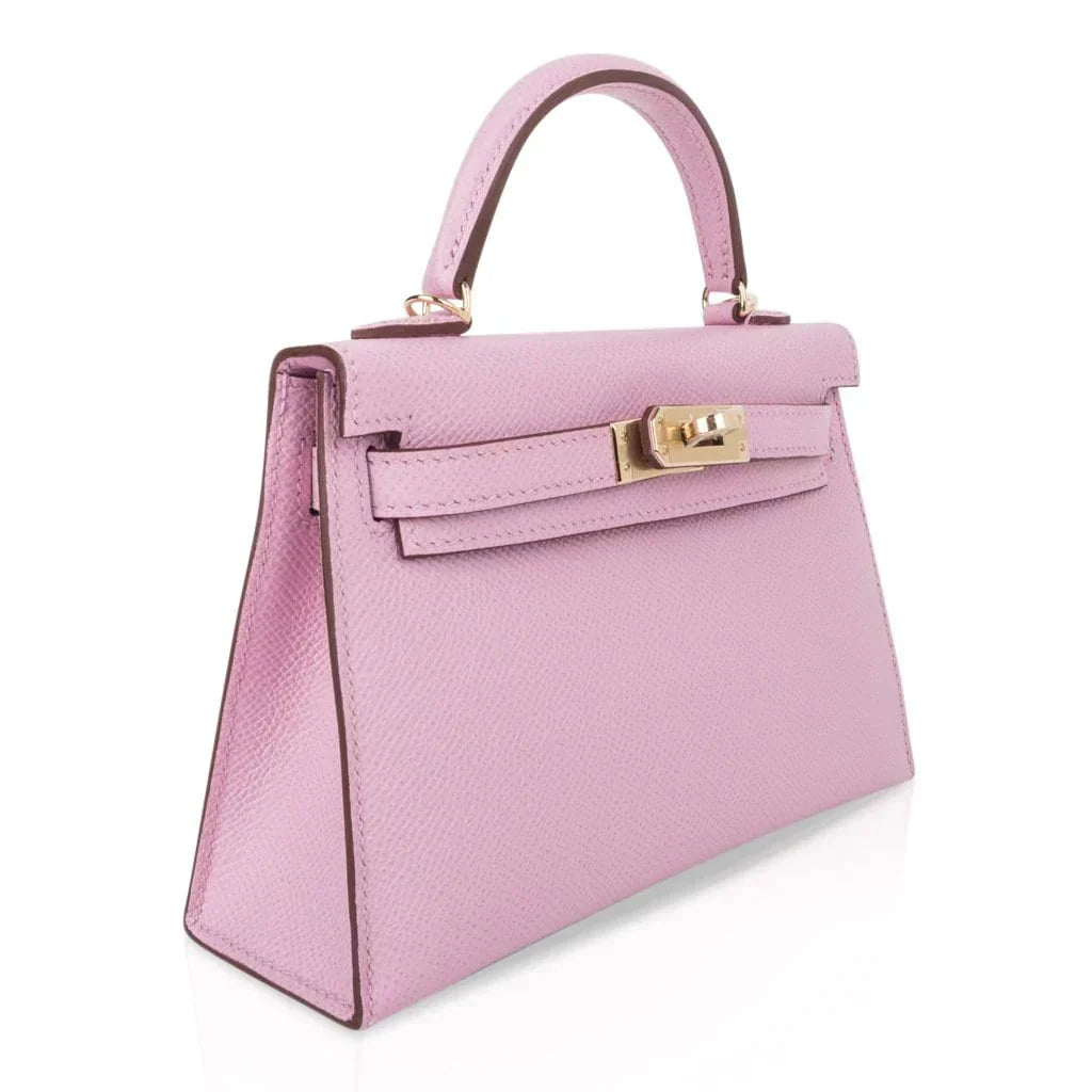 Kelly 20 Mini Sellier Bag Mauve Sylvestre Epsom Permabrass Hardware