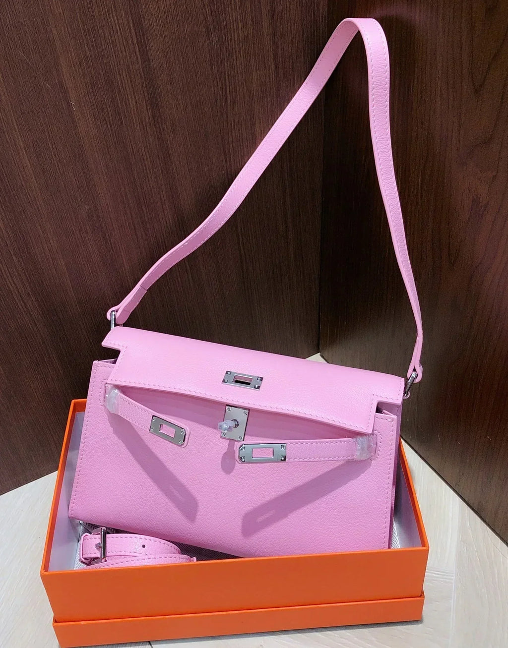Kelly To Go Wallet Mauve Sylvestre Epsom Palladium Hardware