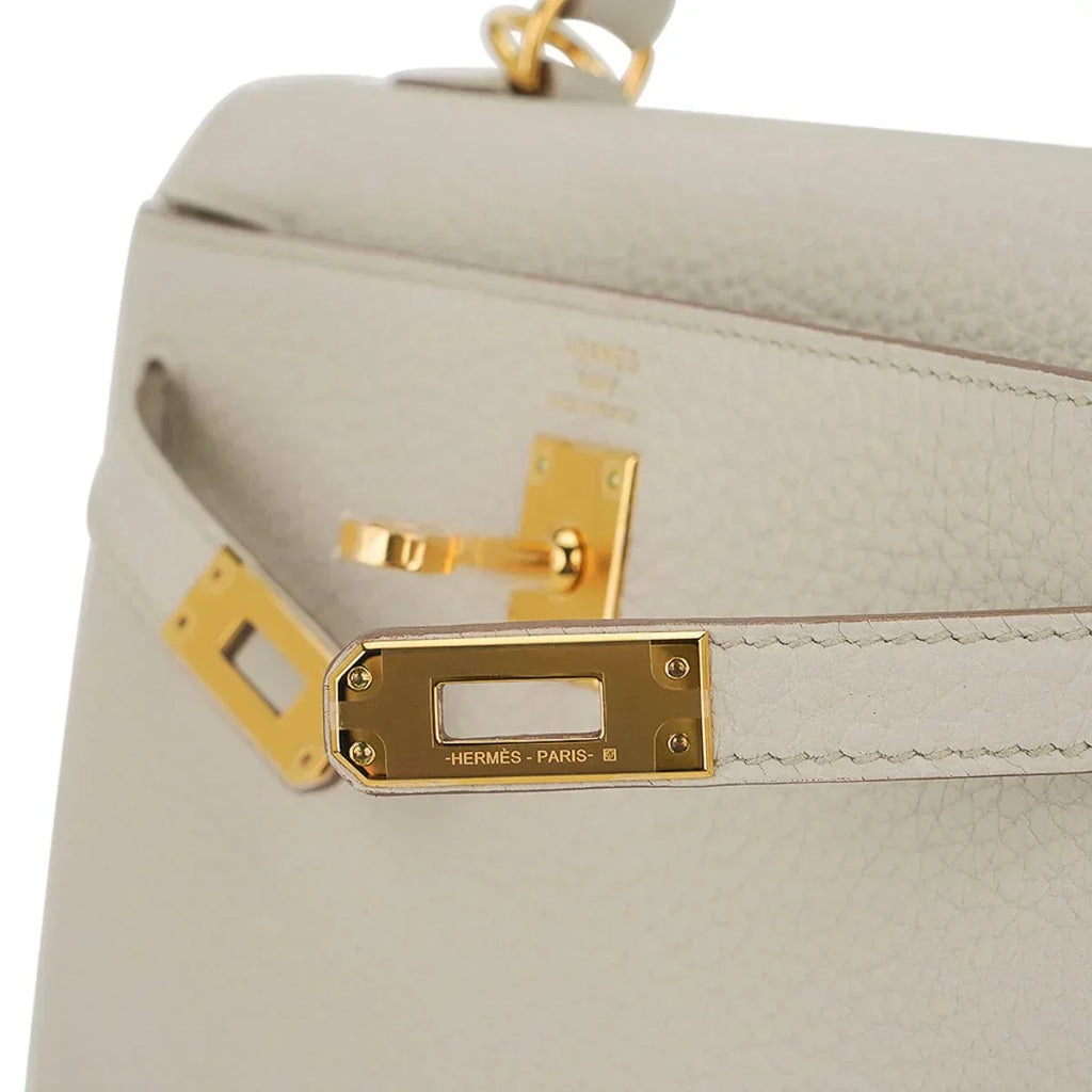 Kelly 25 Retourne Bag Beton Togo Leather with Gold Hardware