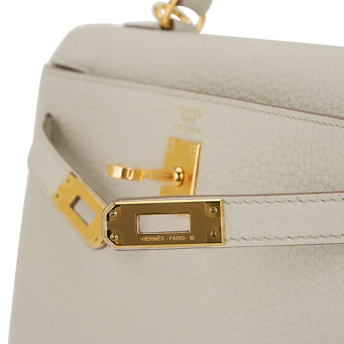 Kelly 25 Retourne Bag Beton Togo Leather with Gold Hardware