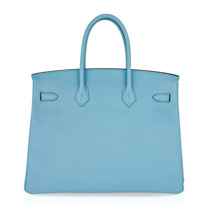 Birkin 35 Bag Blue Atoll Gold Hardware Epsom Leather
