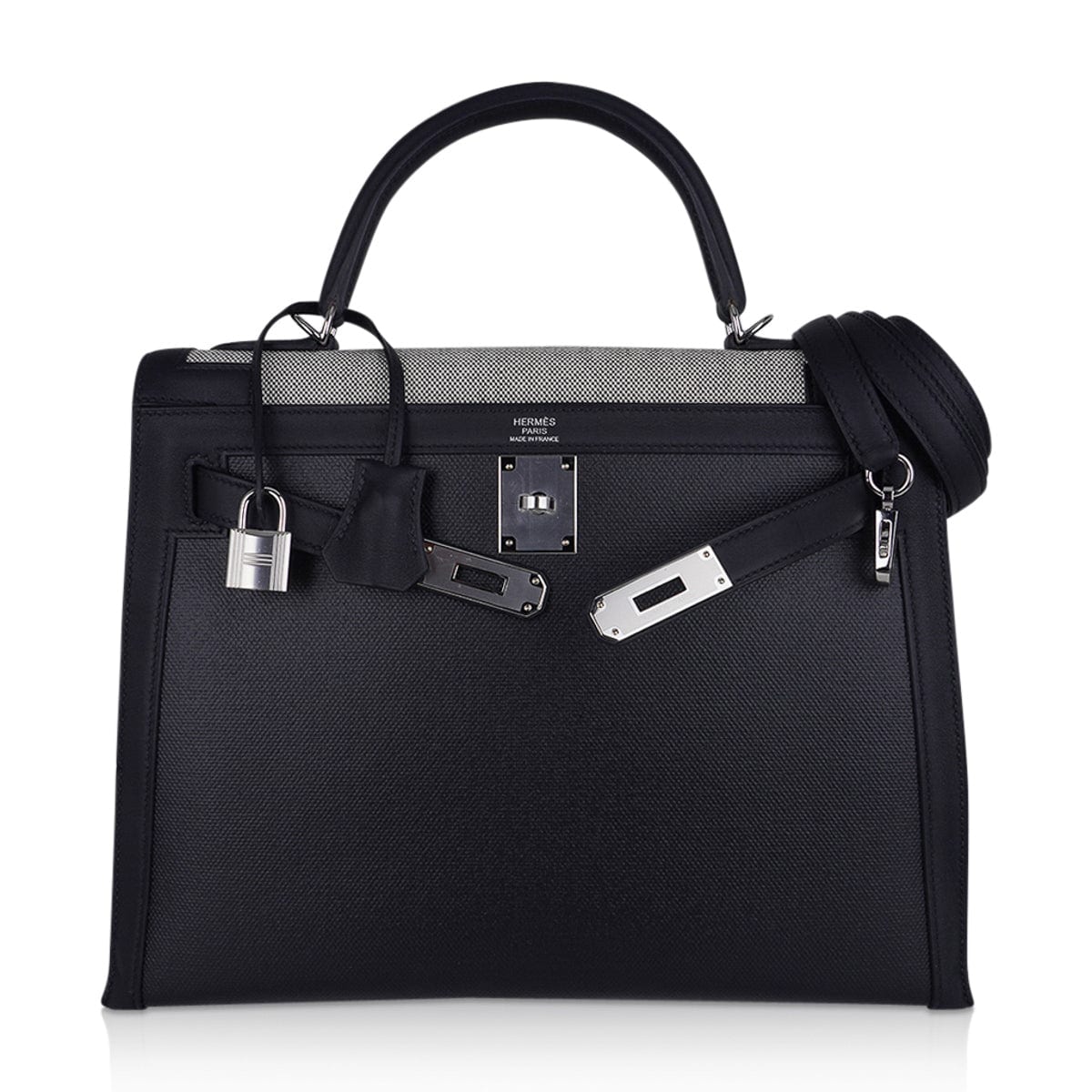 Kelly 32 Sellier Bag Toile H Berline & Plume Swift Leather with Palladium Hardware