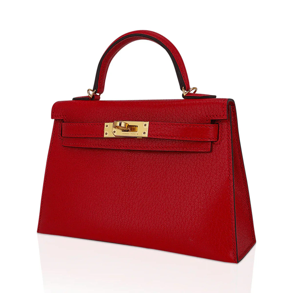 Kelly Sellier 20 Mini Rouge de Coeur Bag Chevre Leather Gold Hardware