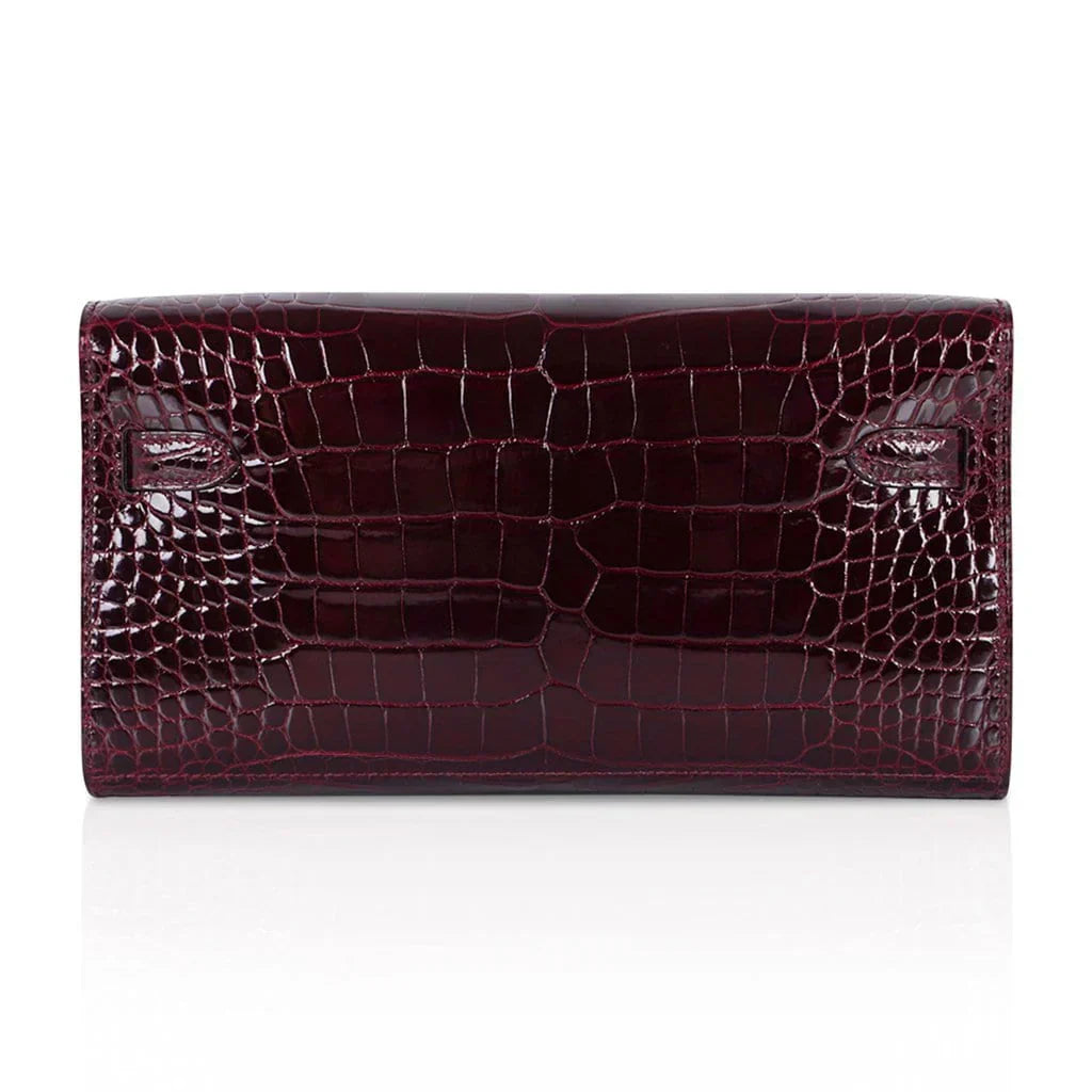 Kelly Classique To Go Wallet Bordeaux Alligator Gold Hardware New w/Box