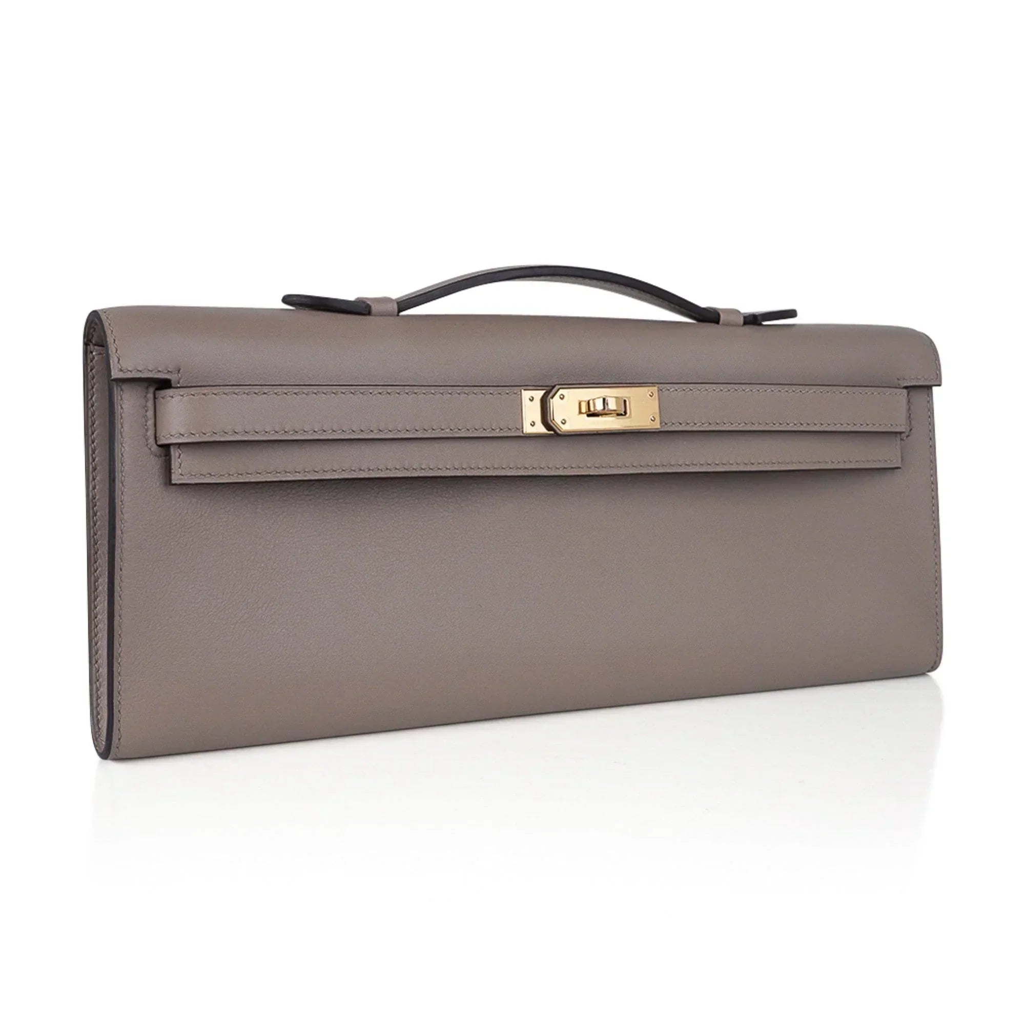 Kelly Cut Bag Gris Asphalte Gray Clutch Swift Gold Hardware