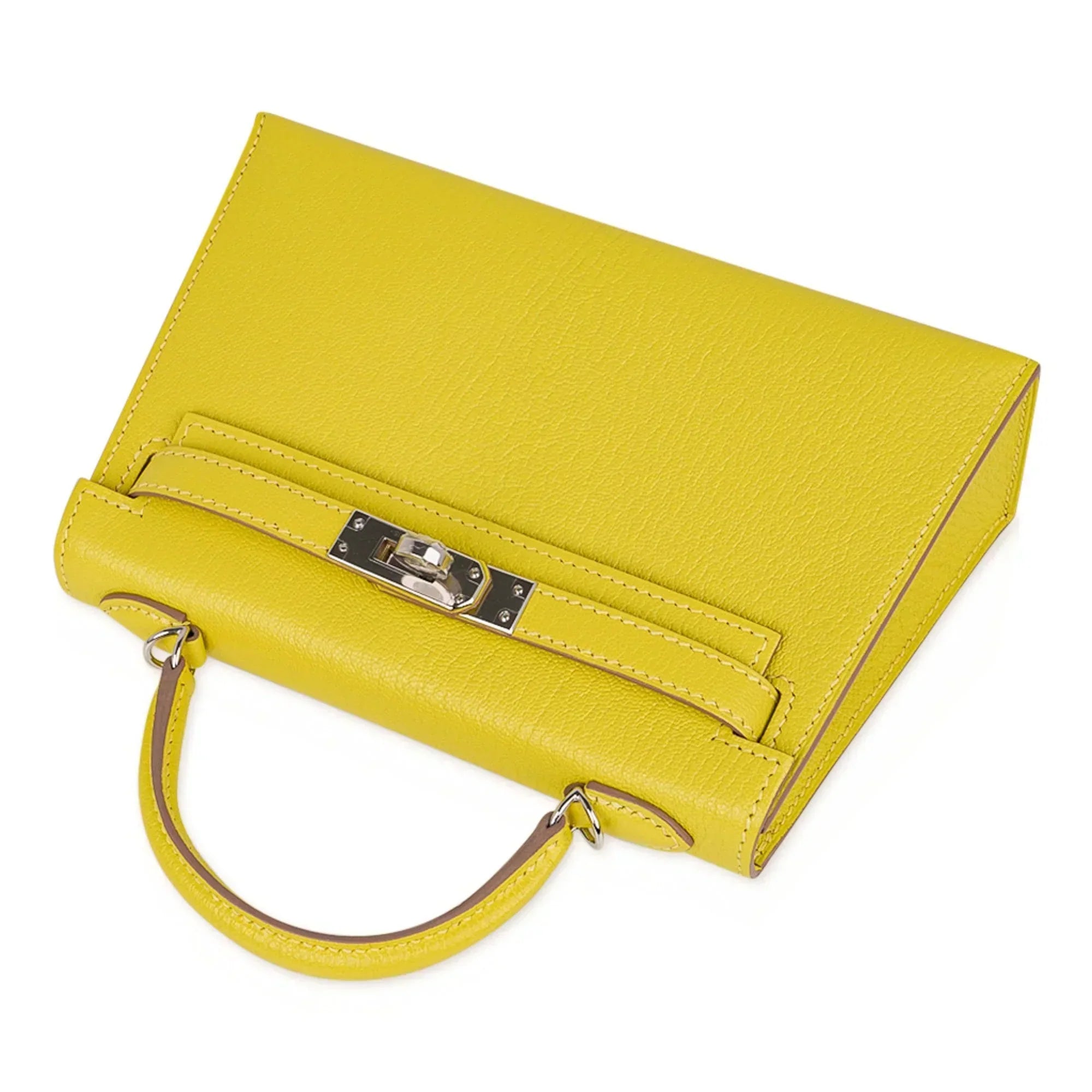 Kelly 20 Mini Sellier Bag Lime Chevre Leather Palladium