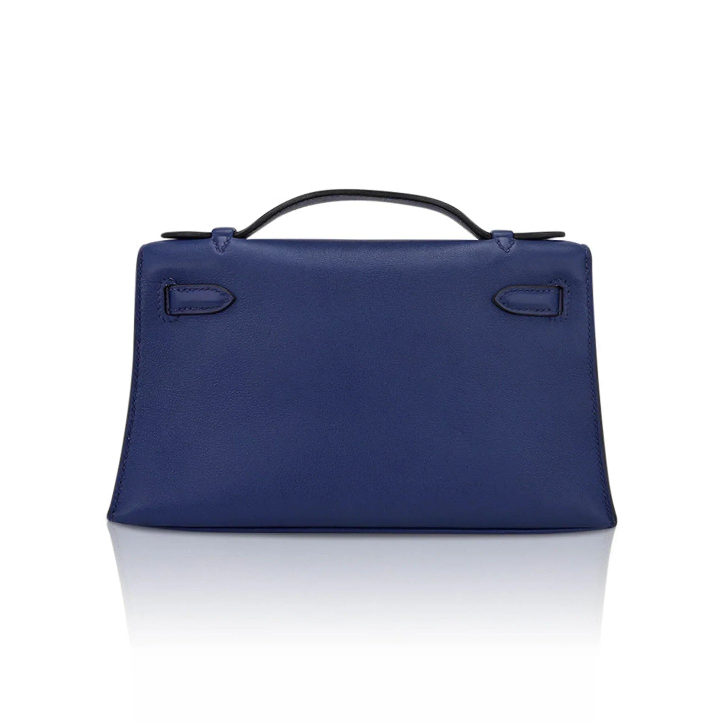 Kelly Pochette Clutch Bag Blue Sapphire Swift Leather with Palladium Hardware