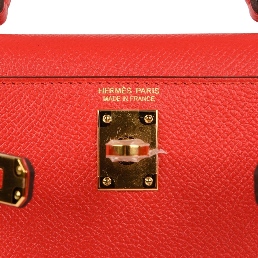 Kelly 20 Mini Sellier Bag Rouge Tomate Epsom Gold Hardware