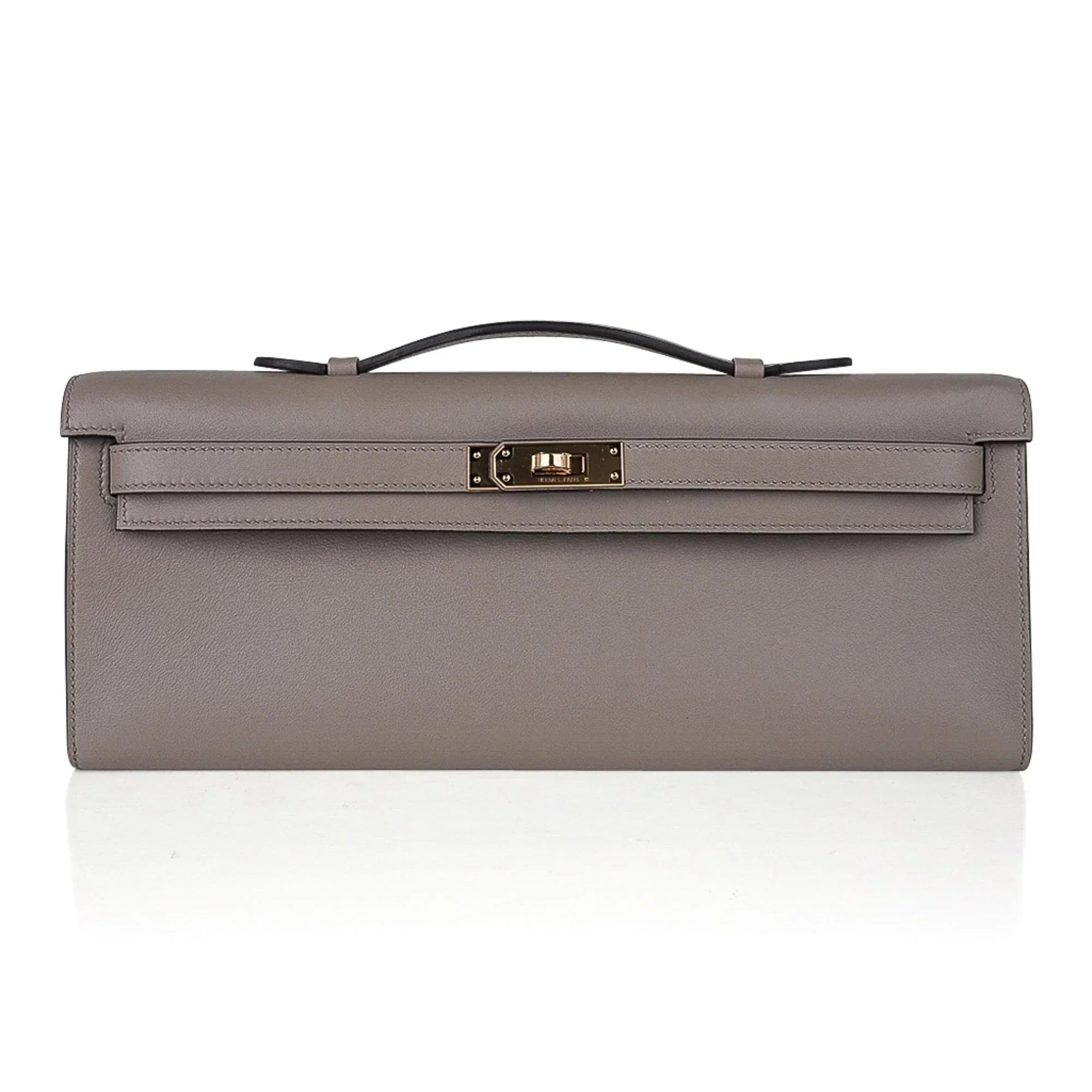 Kelly Cut Bag Gris Asphalte Gray Clutch Swift Gold Hardware