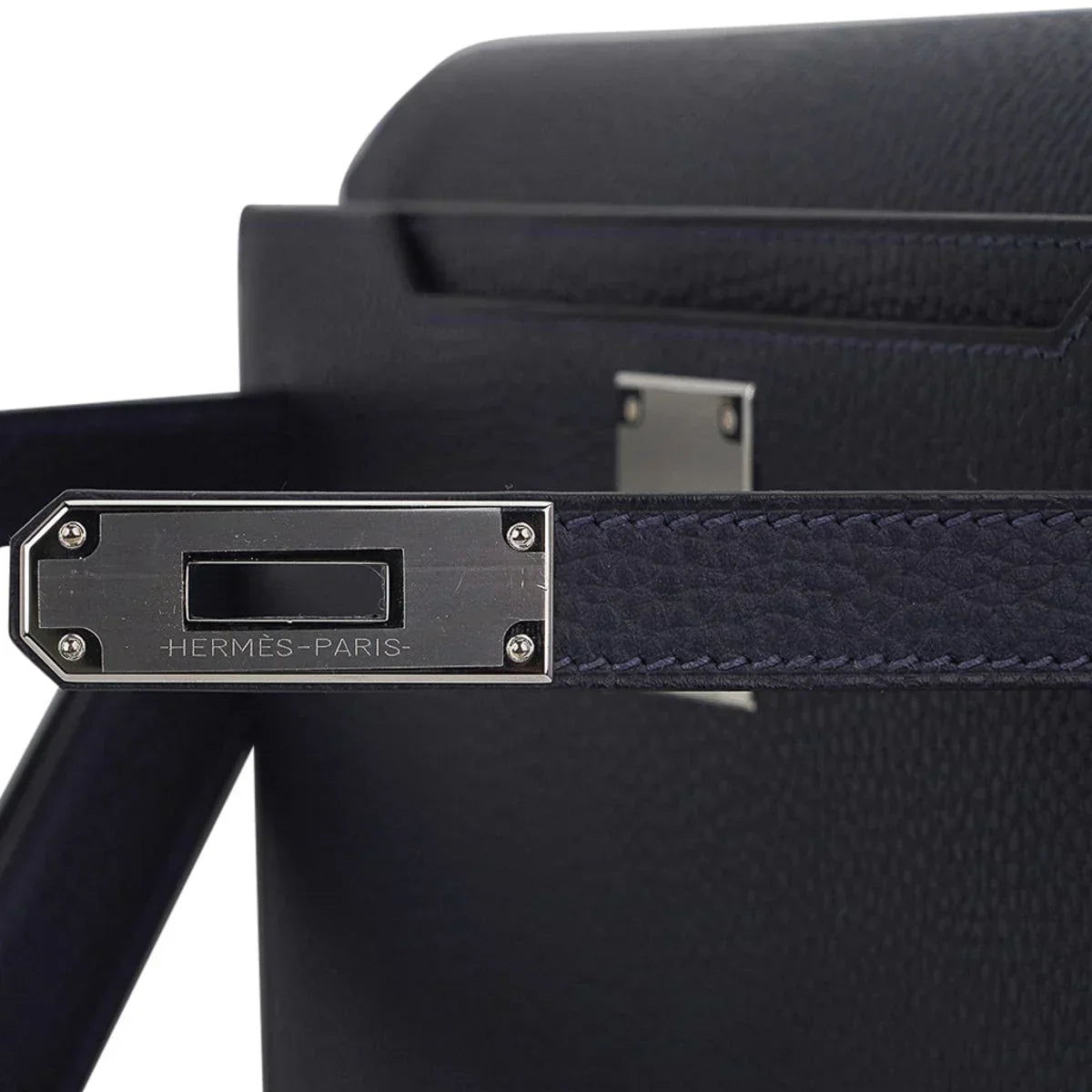Kelly Depeches 25 Pouch Blue Ocean Galop D’Vache Leather with Palladium Hardware