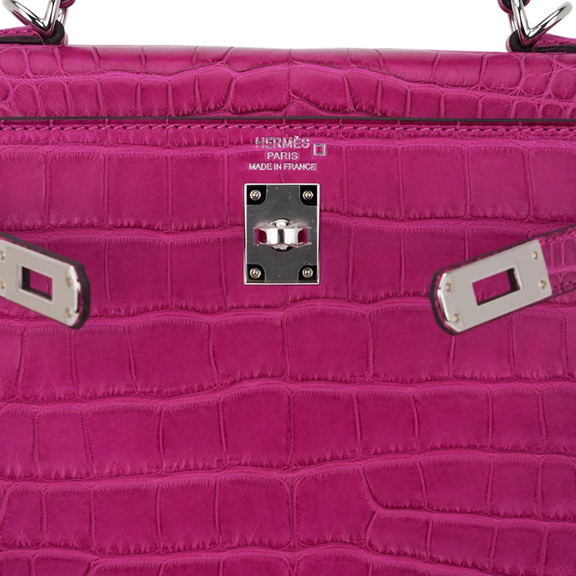 Kelly 25 Retourne Bag Rose Scheherazade Matte Alligator with Palladium Hardware