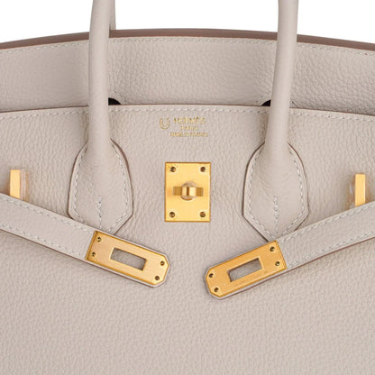 Birkin HSS 25 Bag Beton w/ Pink Rose Pourpre Brushed Gold Hardware Togo