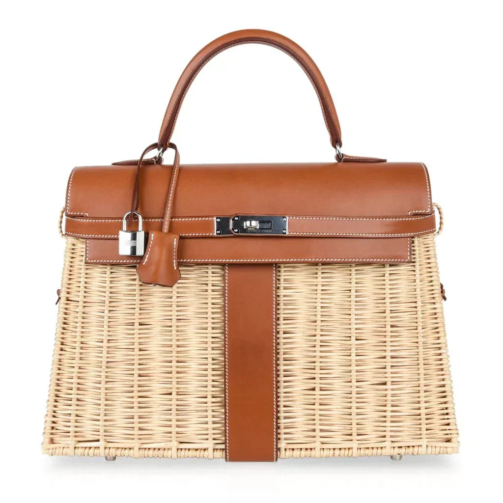 Kelly 35 Bag Picnic Wicker / Osier Palladium Hardware Limited Edition