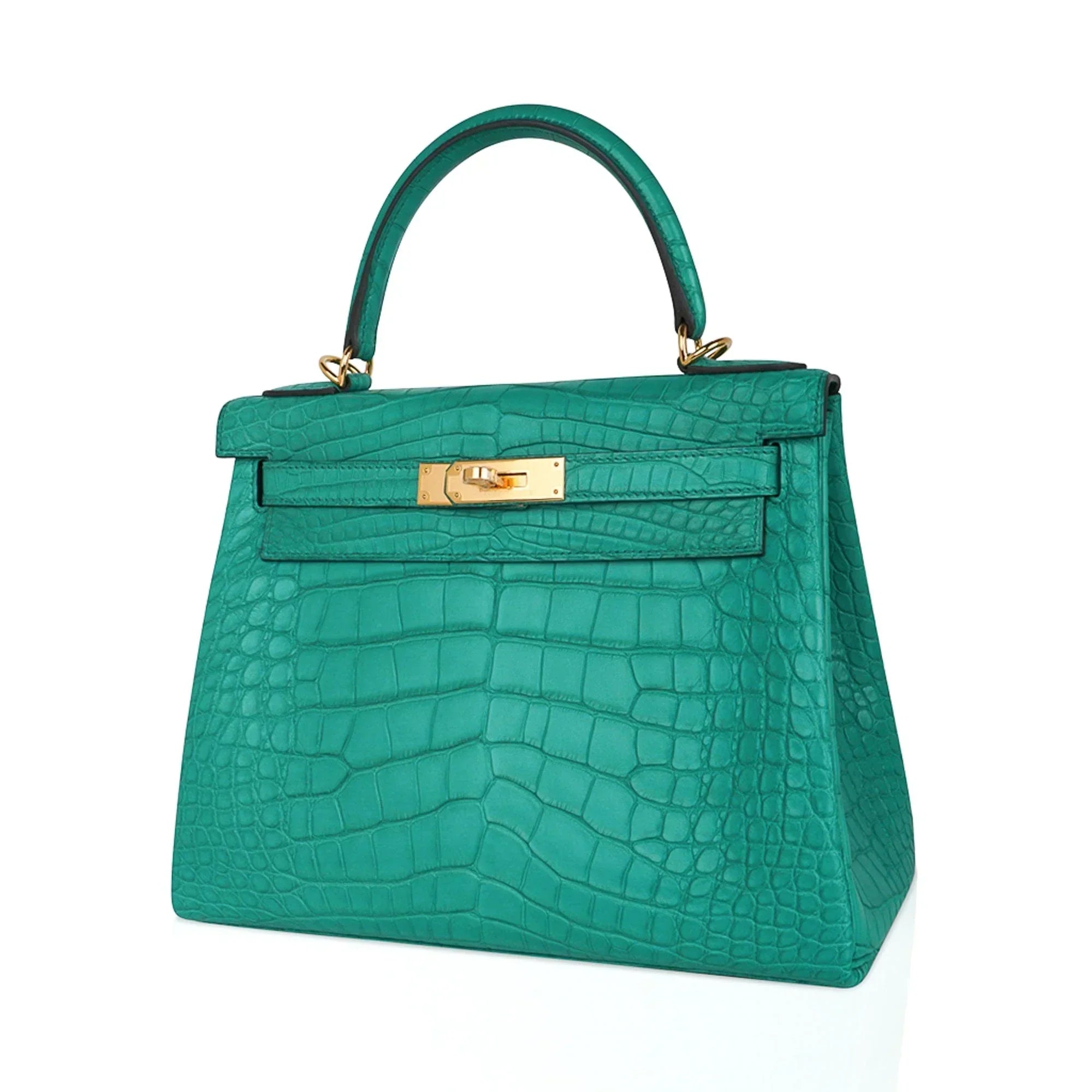 Kelly 28 Bag Vert Jade Matte Alligator Gold Hardware
