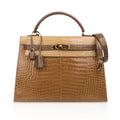 Limited Edition Tri-Color Kelly Sellier 32 Bag Poussiere Poudre Ficelle Porosus Crocodile