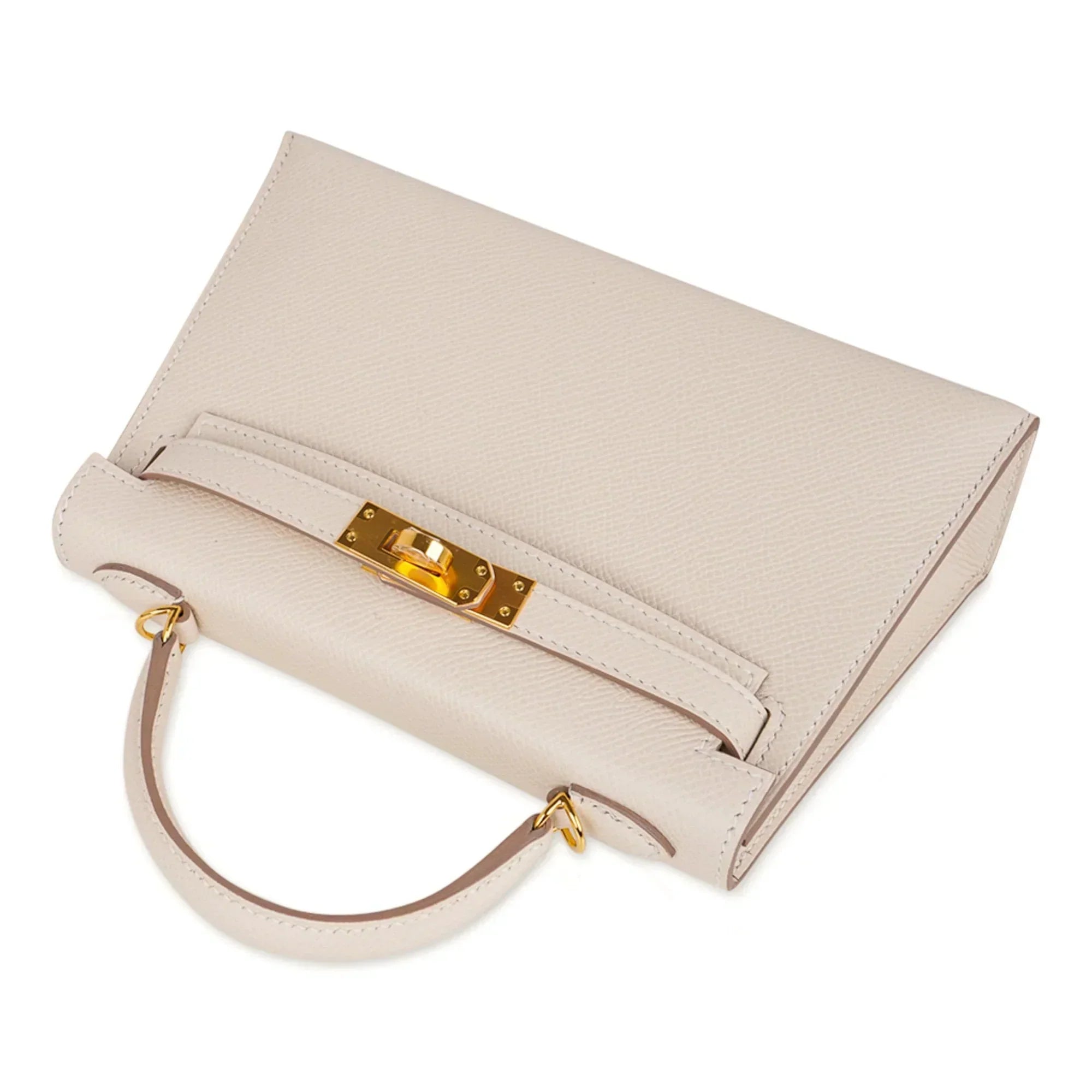 Kelly 20 Mini Sellier Bag Craie Epsom Leather Gold Hardware New w/Box