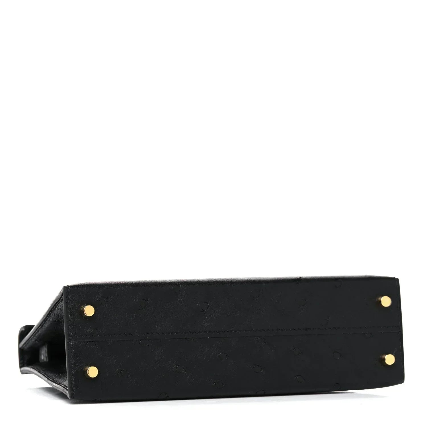 Kelly Sellier Mini 20 Black Ostrich Gold Hardware