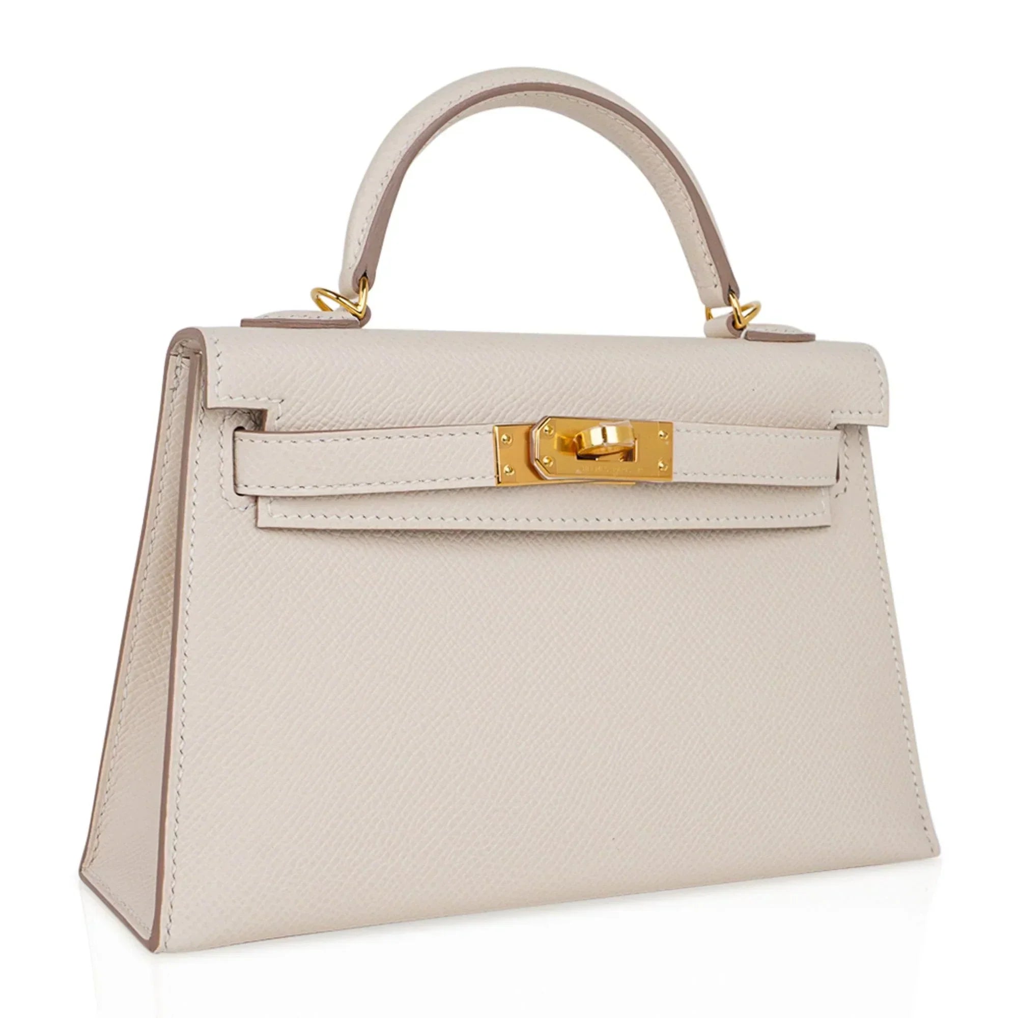 Kelly 20 Mini Sellier Bag Craie Epsom Leather with Gold Hardware