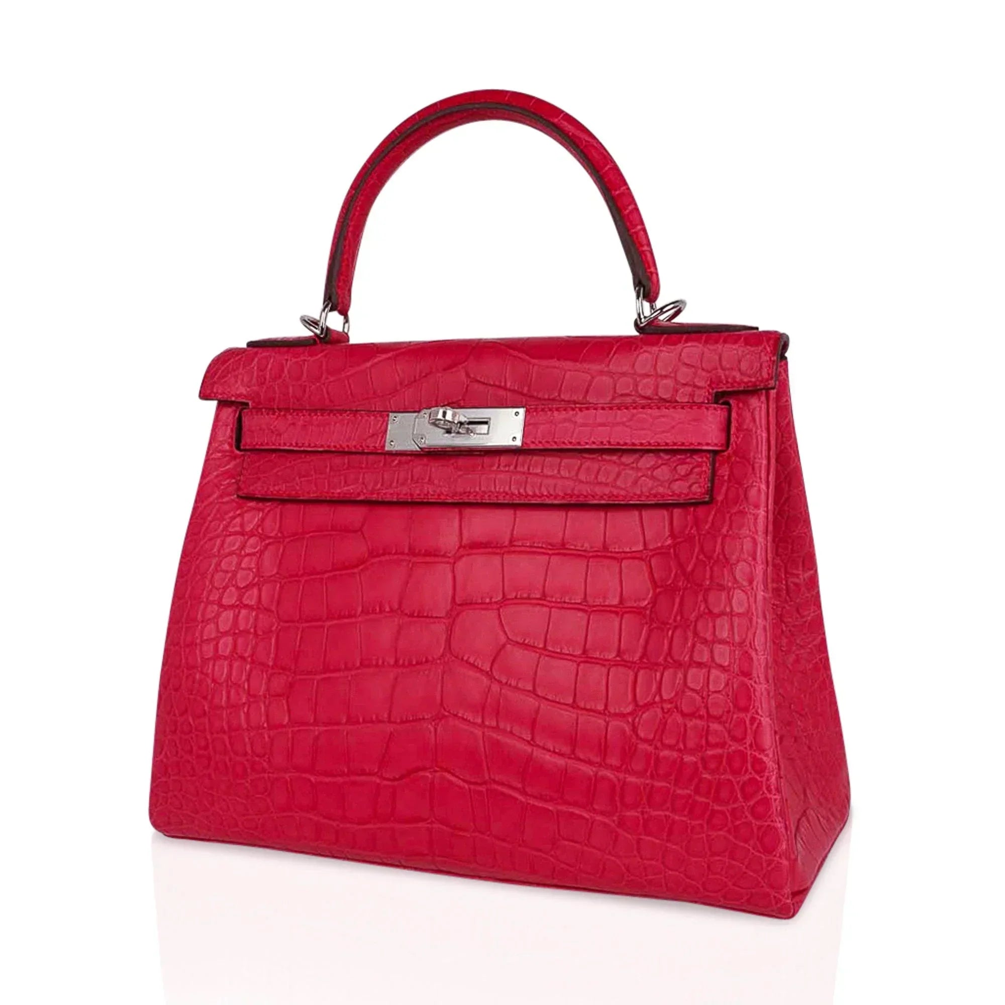 Kelly 28 Bag Rose Extreme Matte Alligator with Palladium Hardware