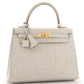 Kelly II Sellier Mini Beton Ostrich Gold Hardware