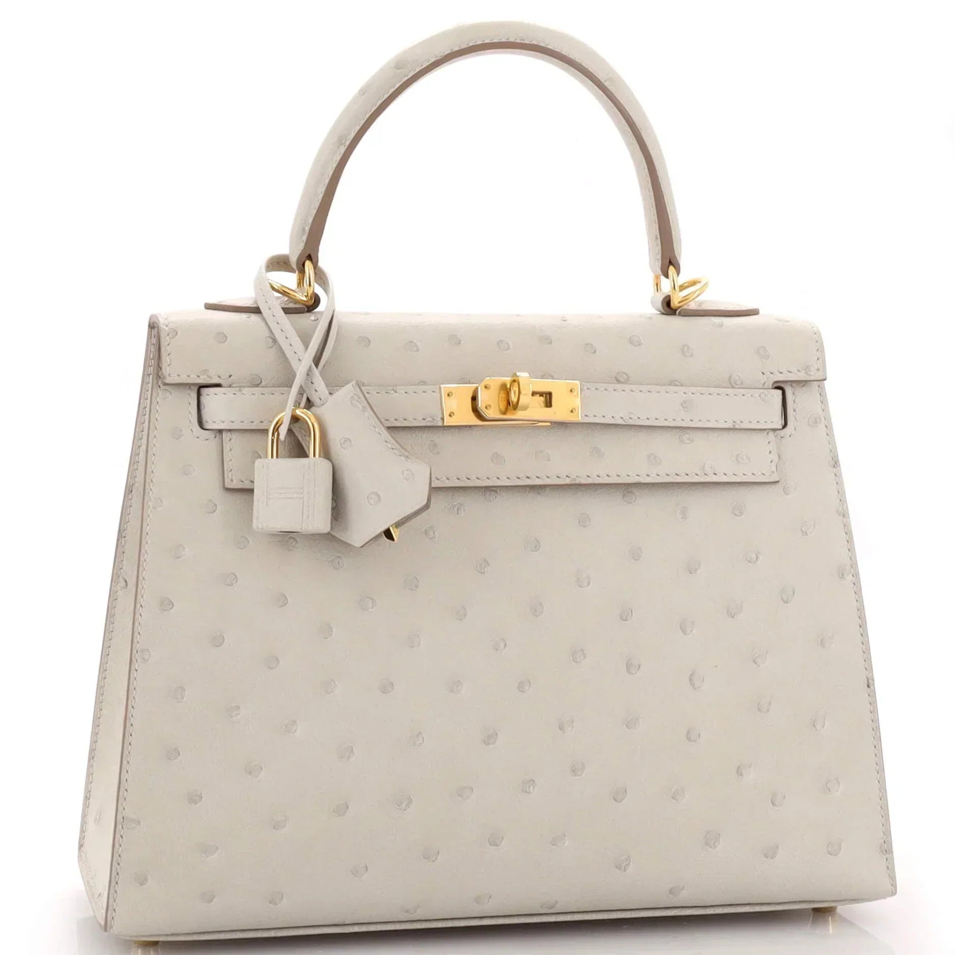 Kelly II Sellier Mini Beton Ostrich Gold Hardware