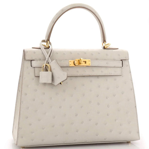 Kelly II Sellier Mini Beton Ostrich Gold Hardware