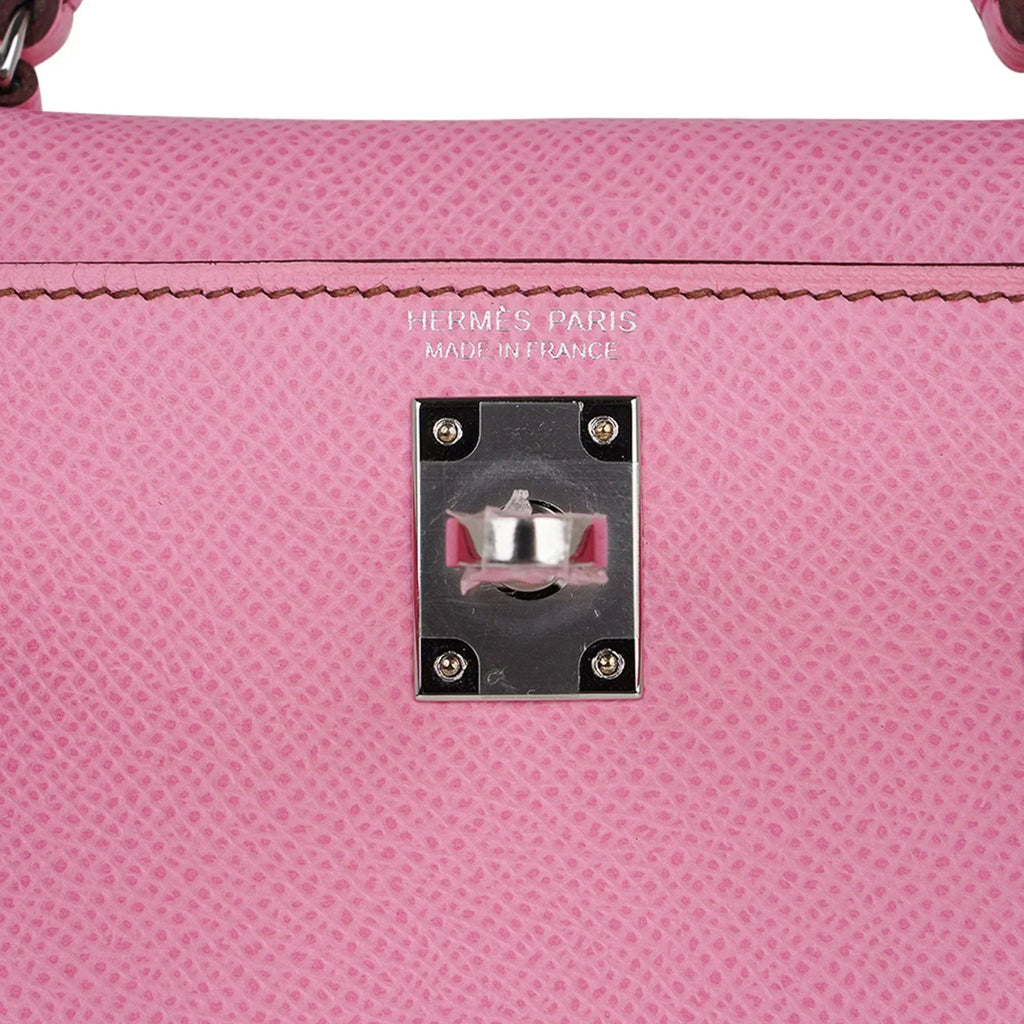 Mini Kelly 20 Sellier Bag in 5P Pink Bubblegum Epsom Leather with Palladium Hardware