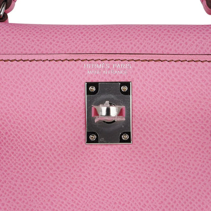 Mini Kelly 20 Sellier Bag in 5P Pink Bubblegum Epsom Leather with Palladium Hardware