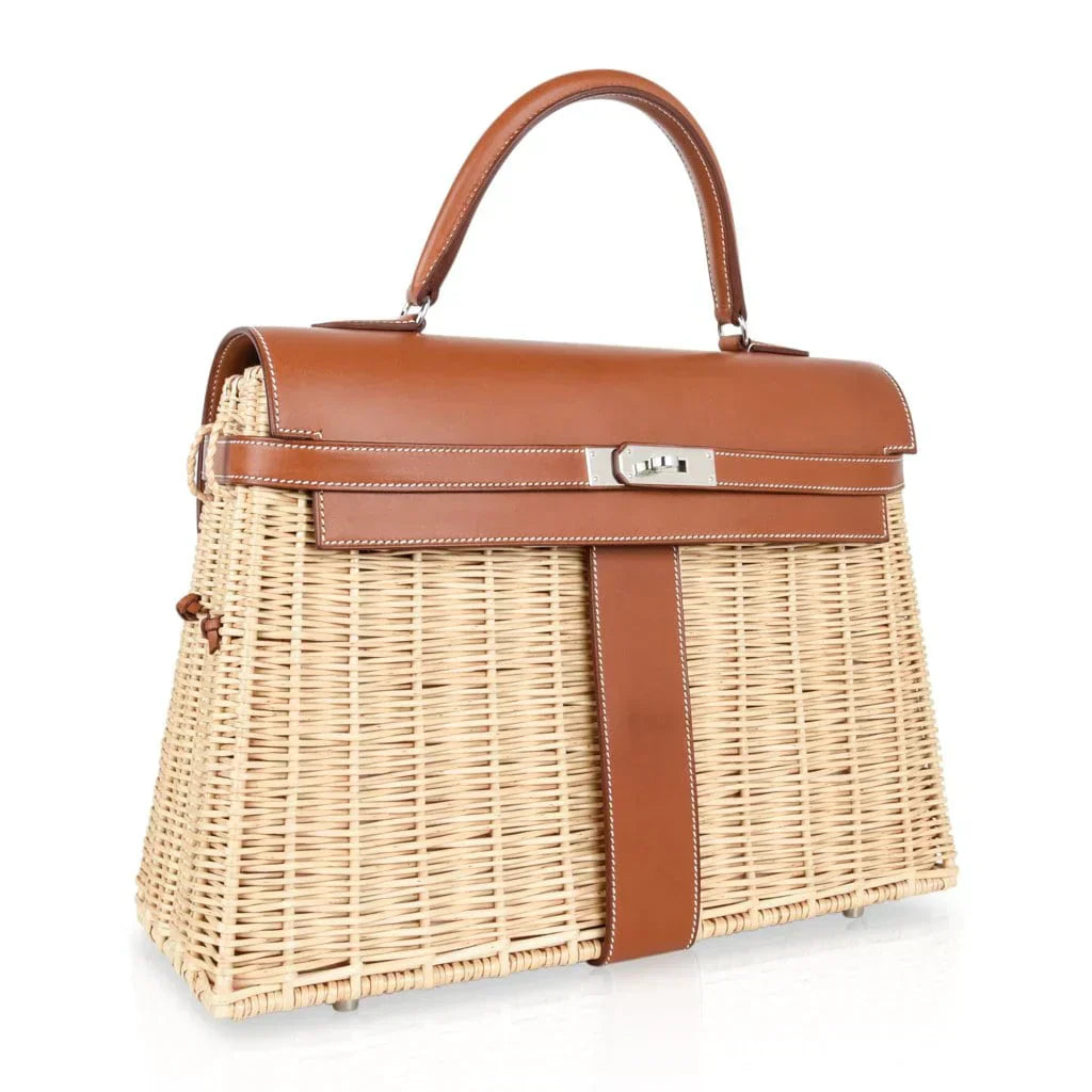 Kelly 35 Bag Picnic Wicker / Osier Palladium Hardware Limited Edition